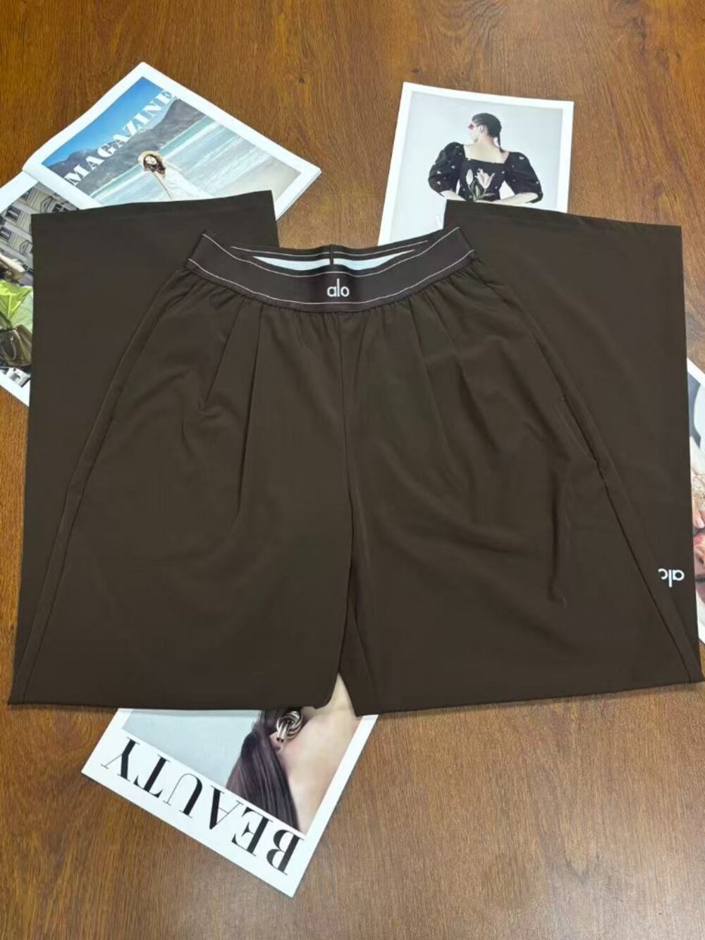 ALO Yoga Women's Suit Pants 😍 Coffee Brown Regular Straight Leg Pants👖 - Picture 2 of 8